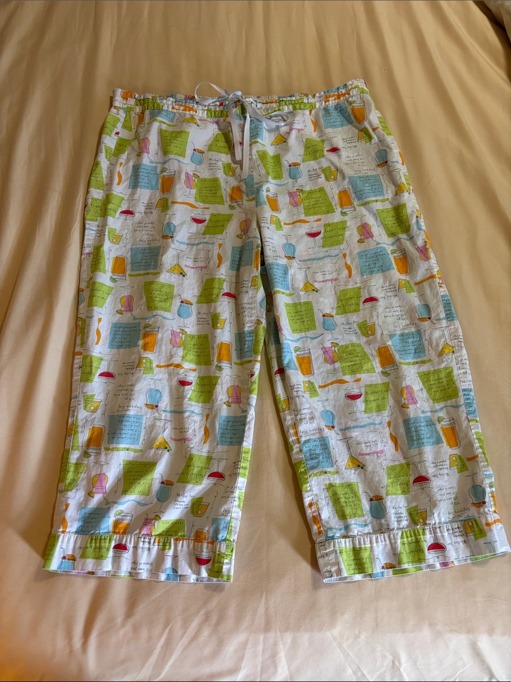 Cacique Lounge/PJ Pants with cocktail recipes and drinks pattern